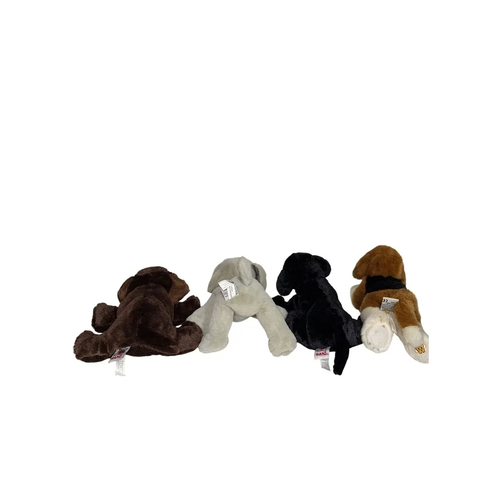 Ganz Webkinz Dog Plush Lot of 4 Chocolate Black Yellow Lab Beagle Stuffed Animal